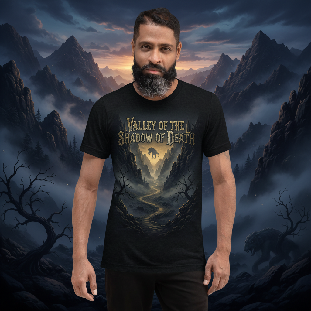 Valley T-shirt with mountain valley background
